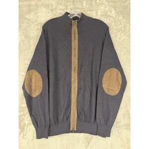 Y2K Kenneth Roberts Platinum Me‎ Full Zip Mock Neck Cardigan Elbow Patch
